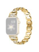 For Apple Watch Series 10 42mm / 9 8 7 41mm / 6 5 4 SE SE (2022) SE (2023) 40mm / 3 2 1 38mm Rhinestone Decorated Watch Strap Quick Release Metal Watch Band Replacement Watchband - Gold