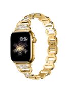 For Apple Watch Series 10 42mm / 9 8 7 41mm / 6 5 4 SE SE (2022) SE (2023) 40mm / 3 2 1 38mm Rhinestone Decorated Watch Strap Quick Release Metal Watch Band Replacement Watchband - Gold