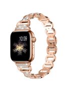 For Apple Watch Series 10 42mm / 9 8 7 41mm / 6 5 4 SE SE (2022) SE (2023) 40mm / 3 2 1 38mm Rhinestone Decorated Watch Strap Quick Release Metal Watch Band Replacement Watchband - Rose Gold