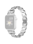 For Apple Watch Series 10 42mm / 9 8 7 41mm / 6 5 4 SE SE (2022) SE (2023) 40mm / 3 2 1 38mm Rhinestone Decorated Watch Strap Quick Release Metal Watch Band Replacement Watchband - Silver