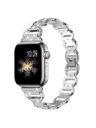 For Apple Watch Series 10 42mm / 9 8 7 41mm / 6 5 4 SE SE (2022) SE (2023) 40mm / 3 2 1 38mm Rhinestone Decorated Watch Strap Quick Release Metal Watch Band Replacement Watchband - Silver