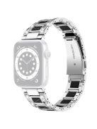 For Apple Watch Series 10 42mm / 9 8 7 41mm / 6 5 4 SE SE (2022) SE (2023) 40mm / 3 2 1 38mm Rhinestones Resin Wristband Stainless Steel Bracelet Replacement - Silver / Black