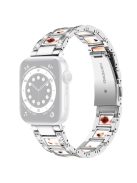 For Apple Watch Series 10 42mm / 9 8 7 41mm / 6 5 4 SE SE (2022) SE (2023) 40mm / 3 2 1 38mm Rhinestones Resin Wristband Stainless Steel Bracelet Replacement - Silver / Nougat Pattern