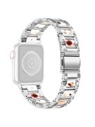 For Apple Watch Series 10 42mm / 9 8 7 41mm / 6 5 4 SE SE (2022) SE (2023) 40mm / 3 2 1 38mm Rhinestones Resin Wristband Stainless Steel Bracelet Replacement - Silver / Nougat Pattern