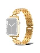 For Apple Watch Series 10 42mm / 9 8 7 41mm / 6 5 4 SE SE (2022) SE (2023) 40mm / 3 2 1 38mm Rhombus Bracelet Smart Watch Band Zinc Alloy Wrist Strap Replacement - Gold