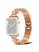 For Apple Watch Series 10 42mm / 9 8 7 41mm / 6 5 4 SE SE (2022) SE (2023) 40mm / 3 2 1 38mm Rhombus Bracelet Smart Watch Band Zinc Alloy Wrist Strap Replacement - Rose Gold