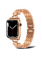 For Apple Watch Series 10 42mm / 9 8 7 41mm / 6 5 4 SE SE (2022) SE (2023) 40mm / 3 2 1 38mm Rhombus Bracelet Smart Watch Band Zinc Alloy Wrist Strap Replacement - Rose Gold