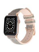 For Apple Watch Series 10 42mm / 9 8 7 41mm / 6 5 4 SE SE (2022) SE (2023) 40mm / 3 2 1 38mm Shiny Glitter Watch Band PU Leather Coated Silicone Strap Replacement - Black