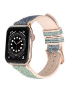 For Apple Watch Series 10 42mm / 9 8 7 41mm / 6 5 4 SE SE (2022) SE (2023) 40mm / 3 2 1 38mm Shiny Glitter Watch Band PU Leather Coated Silicone Strap Replacement - Blue