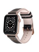 For Apple Watch Series 10 42mm / 9 8 7 41mm / 6 5 4 SE SE (2022) SE (2023) 40mm / 3 2 1 38mm Shiny Glitter Watch Band PU Leather Coated Silicone Strap Replacement - Dark Blue