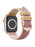 For Apple Watch Series 10 42mm / 9 8 7 41mm / 6 5 4 SE SE (2022) SE (2023) 40mm / 3 2 1 38mm Shiny Glitter Watch Band PU Leather Coated Silicone Strap Replacement - Gold