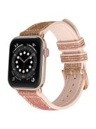 For Apple Watch Series 10 42mm / 9 8 7 41mm / 6 5 4 SE SE (2022) SE (2023) 40mm / 3 2 1 38mm Shiny Glitter Watch Band PU Leather Coated Silicone Strap Replacement - Gold