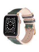 For Apple Watch Series 10 42mm / 9 8 7 41mm / 6 5 4 SE SE (2022) SE (2023) 40mm / 3 2 1 38mm Shiny Glitter Watch Band PU Leather Coated Silicone Strap Replacement - Grey