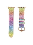 For Apple Watch Series 10 42mm / 9 8 7 41mm / 6 5 4 SE SE (2022) SE (2023) 40mm / 3 2 1 38mm Shiny Glitter Watch Band PU Leather Coated Silicone Strap Replacement - Rainbow