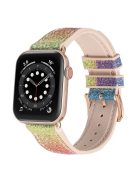 For Apple Watch Series 10 42mm / 9 8 7 41mm / 6 5 4 SE SE (2022) SE (2023) 40mm / 3 2 1 38mm Shiny Glitter Watch Band PU Leather Coated Silicone Strap Replacement - Rainbow