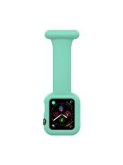 For Apple Watch Series 10 42mm / 9 8 7 41mm / 6 5 4 SE SE (2022) SE (2023) 40mm / 3 2 1 38mm Shockproof Silicone Smartwatch Frame Protector Watch Band Replacement - Cyan