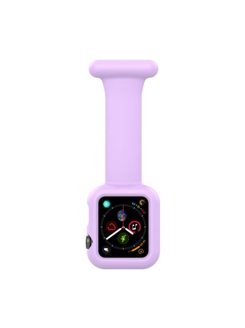 For Apple Watch Series 10 42mm / 9 8 7 41mm / 6 5 4 SE SE (2022) SE (2023) 40mm / 3 2 1 38mm Shockproof Silicone Smartwatch Frame Protector Watch Band Replacement - Light Purple