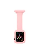 For Apple Watch Series 10 42mm / 9 8 7 41mm / 6 5 4 SE SE (2022) SE (2023) 40mm / 3 2 1 38mm Shockproof Silicone Smartwatch Frame Protector Watch Band Replacement - Pink