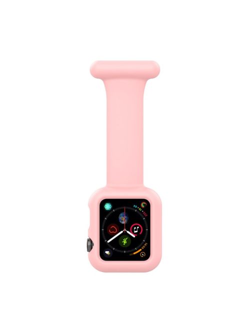 For Apple Watch Series 10 42mm / 9 8 7 41mm / 6 5 4 SE SE (2022) SE (2023) 40mm / 3 2 1 38mm Shockproof Silicone Smartwatch Frame Protector Watch Band Replacement - Pink