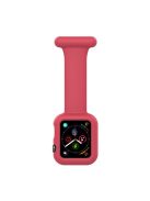 For Apple Watch Series 10 42mm / 9 8 7 41mm / 6 5 4 SE SE (2022) SE (2023) 40mm / 3 2 1 38mm Shockproof Silicone Smartwatch Frame Protector Watch Band Replacement - Red