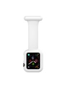 For Apple Watch Series 10 42mm / 9 8 7 41mm / 6 5 4 SE SE (2022) SE (2023) 40mm / 3 2 1 38mm Shockproof Silicone Smartwatch Frame Protector Watch Band Replacement - White