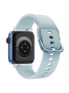 For Apple Watch Series 10 42mm / 9 8 7 41mm / 6 5 4 SE SE (2022) SE (2023) 40mm / 3 2 1 38mm Silicone Smartwatch Band Replacement Wrist Strap with Active Iron Buckle - Baby Blue