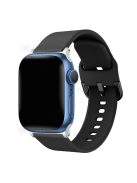 For Apple Watch Series 10 42mm / 9 8 7 41mm / 6 5 4 SE SE (2022) SE (2023) 40mm / 3 2 1 38mm Silicone Smartwatch Band Replacement Wrist Strap with Active Iron Buckle - Black