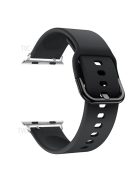 For Apple Watch Series 10 42mm / 9 8 7 41mm / 6 5 4 SE SE (2022) SE (2023) 40mm / 3 2 1 38mm Silicone Smartwatch Band Replacement Wrist Strap with Active Iron Buckle - Black