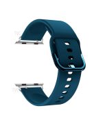 For Apple Watch Series 10 42mm / 9 8 7 41mm / 6 5 4 SE SE (2022) SE (2023) 40mm / 3 2 1 38mm Silicone Smartwatch Band Replacement Wrist Strap with Active Iron Buckle - Dark Green