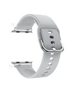 For Apple Watch Series 10 42mm / 9 8 7 41mm / 6 5 4 SE SE (2022) SE (2023) 40mm / 3 2 1 38mm Silicone Smartwatch Band Replacement Wrist Strap with Active Iron Buckle - Grey