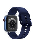 For Apple Watch Series 10 42mm / 9 8 7 41mm / 6 5 4 SE SE (2022) SE (2023) 40mm / 3 2 1 38mm Silicone Smartwatch Band Replacement Wrist Strap with Active Iron Buckle - Midnight Blue