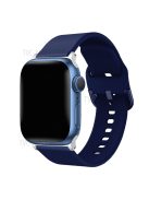 For Apple Watch Series 10 42mm / 9 8 7 41mm / 6 5 4 SE SE (2022) SE (2023) 40mm / 3 2 1 38mm Silicone Smartwatch Band Replacement Wrist Strap with Active Iron Buckle - Midnight Blue