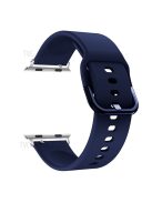 For Apple Watch Series 10 42mm / 9 8 7 41mm / 6 5 4 SE SE (2022) SE (2023) 40mm / 3 2 1 38mm Silicone Smartwatch Band Replacement Wrist Strap with Active Iron Buckle - Midnight Blue