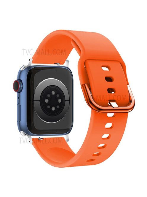 For Apple Watch Series 10 42mm / 9 8 7 41mm / 6 5 4 SE SE (2022) SE (2023) 40mm / 3 2 1 38mm Silicone Smartwatch Band Replacement Wrist Strap with Active Iron Buckle - Orange