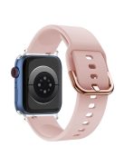 For Apple Watch Series 10 42mm / 9 8 7 41mm / 6 5 4 SE SE (2022) SE (2023) 40mm / 3 2 1 38mm Silicone Smartwatch Band Replacement Wrist Strap with Active Iron Buckle - Pink