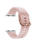 For Apple Watch Series 10 42mm / 9 8 7 41mm / 6 5 4 SE SE (2022) SE (2023) 40mm / 3 2 1 38mm Silicone Smartwatch Band Replacement Wrist Strap with Active Iron Buckle - Pink