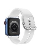 For Apple Watch Series 10 42mm / 9 8 7 41mm / 6 5 4 SE SE (2022) SE (2023) 40mm / 3 2 1 38mm Silicone Smartwatch Band Replacement Wrist Strap with Active Iron Buckle - White