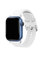 For Apple Watch Series 10 42mm / 9 8 7 41mm / 6 5 4 SE SE (2022) SE (2023) 40mm / 3 2 1 38mm Silicone Smartwatch Band Replacement Wrist Strap with Active Iron Buckle - White