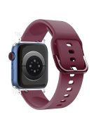 For Apple Watch Series 10 42mm / 9 8 7 41mm / 6 5 4 SE SE (2022) SE (2023) 40mm / 3 2 1 38mm Silicone Smartwatch Band Replacement Wrist Strap with Active Iron Buckle - Wine Red