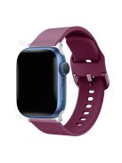 For Apple Watch Series 10 42mm / 9 8 7 41mm / 6 5 4 SE SE (2022) SE (2023) 40mm / 3 2 1 38mm Silicone Smartwatch Band Replacement Wrist Strap with Active Iron Buckle - Wine Red