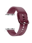 For Apple Watch Series 10 42mm / 9 8 7 41mm / 6 5 4 SE SE (2022) SE (2023) 40mm / 3 2 1 38mm Silicone Smartwatch Band Replacement Wrist Strap with Active Iron Buckle - Wine Red