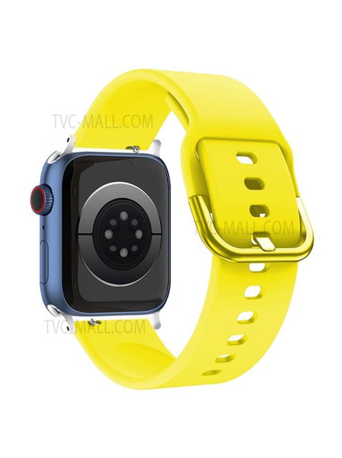 For Apple Watch Series 10 42mm / 9 8 7 41mm / 6 5 4 SE SE (2022) SE (2023) 40mm / 3 2 1 38mm Silicone Smartwatch Band Replacement Wrist Strap with Active Iron Buckle - Yellow