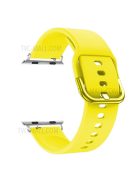 For Apple Watch Series 10 42mm / 9 8 7 41mm / 6 5 4 SE SE (2022) SE (2023) 40mm / 3 2 1 38mm Silicone Smartwatch Band Replacement Wrist Strap with Active Iron Buckle - Yellow