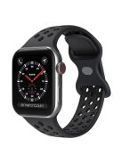 For Apple Watch Series 10 42mm / 9 8 7 41mm / 6 5 4 SE SE (2022) SE (2023) 40mm / 3 2 1 38mm Silicone Watch Band Dual Color, Size: S / M - Black