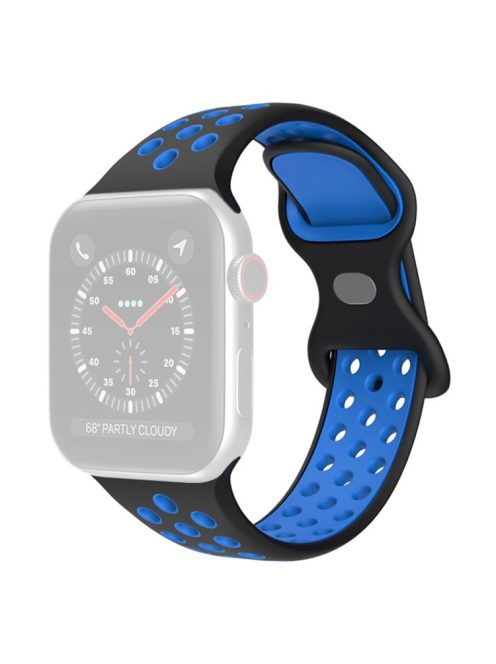 For Apple Watch Series 10 42mm / 9 8 7 41mm / 6 5 4 SE SE (2022) SE (2023) 40mm / 3 2 1 38mm Silicone Watch Band Dual Color, Size: S / M - Black / Blue