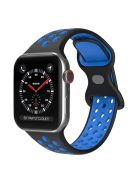 For Apple Watch Series 10 42mm / 9 8 7 41mm / 6 5 4 SE SE (2022) SE (2023) 40mm / 3 2 1 38mm Silicone Watch Band Dual Color, Size: S / M - Black / Blue