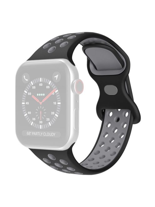 For Apple Watch Series 10 42mm / 9 8 7 41mm / 6 5 4 SE SE (2022) SE (2023) 40mm / 3 2 1 38mm Silicone Watch Band Dual Color, Size: S / M - Black / Gray