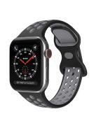 For Apple Watch Series 10 42mm / 9 8 7 41mm / 6 5 4 SE SE (2022) SE (2023) 40mm / 3 2 1 38mm Silicone Watch Band Dual Color, Size: S / M - Black / Gray