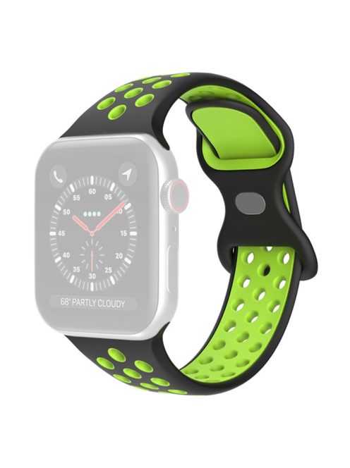 For Apple Watch Series 10 42mm / 9 8 7 41mm / 6 5 4 SE SE (2022) SE (2023) 40mm / 3 2 1 38mm Silicone Watch Band Dual Color, Size: S / M - Black / Green