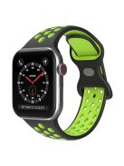 For Apple Watch Series 10 42mm / 9 8 7 41mm / 6 5 4 SE SE (2022) SE (2023) 40mm / 3 2 1 38mm Silicone Watch Band Dual Color, Size: S / M - Black / Green